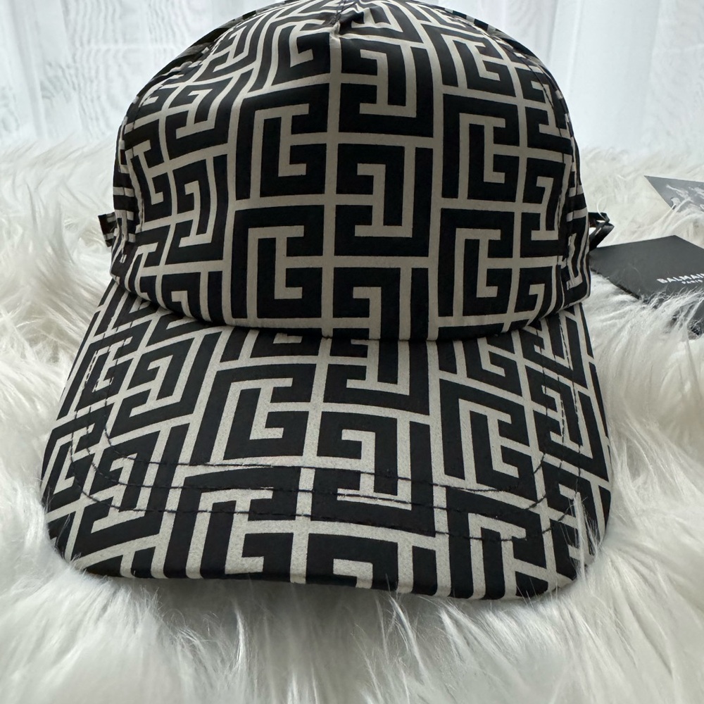 Balmain All-Over Monogram Baseball Cap